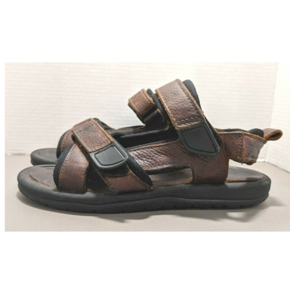 RIGGERS Men's Brown Genuine Leather Sandals Size 8M Hook & Latch Closure Nice - Picture 1 of 9